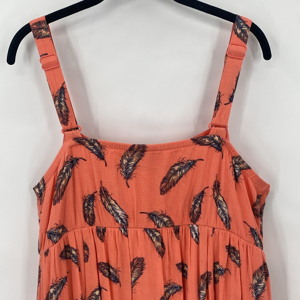 Torrid Cross Hatch Pinafore Midi Skater Dress Feather Coral Print Plus Size 1X - Picture 13 of 14
